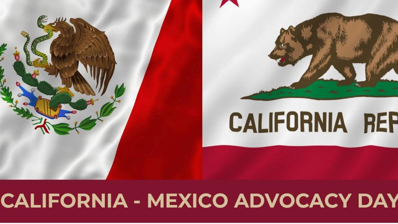 Mexico California Symposium graphic with flags